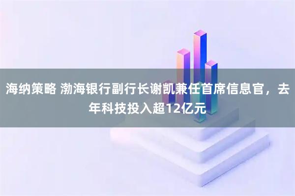 海纳策略 渤海银行副行长谢凯兼任首席信息官，去年科技投入超12亿元